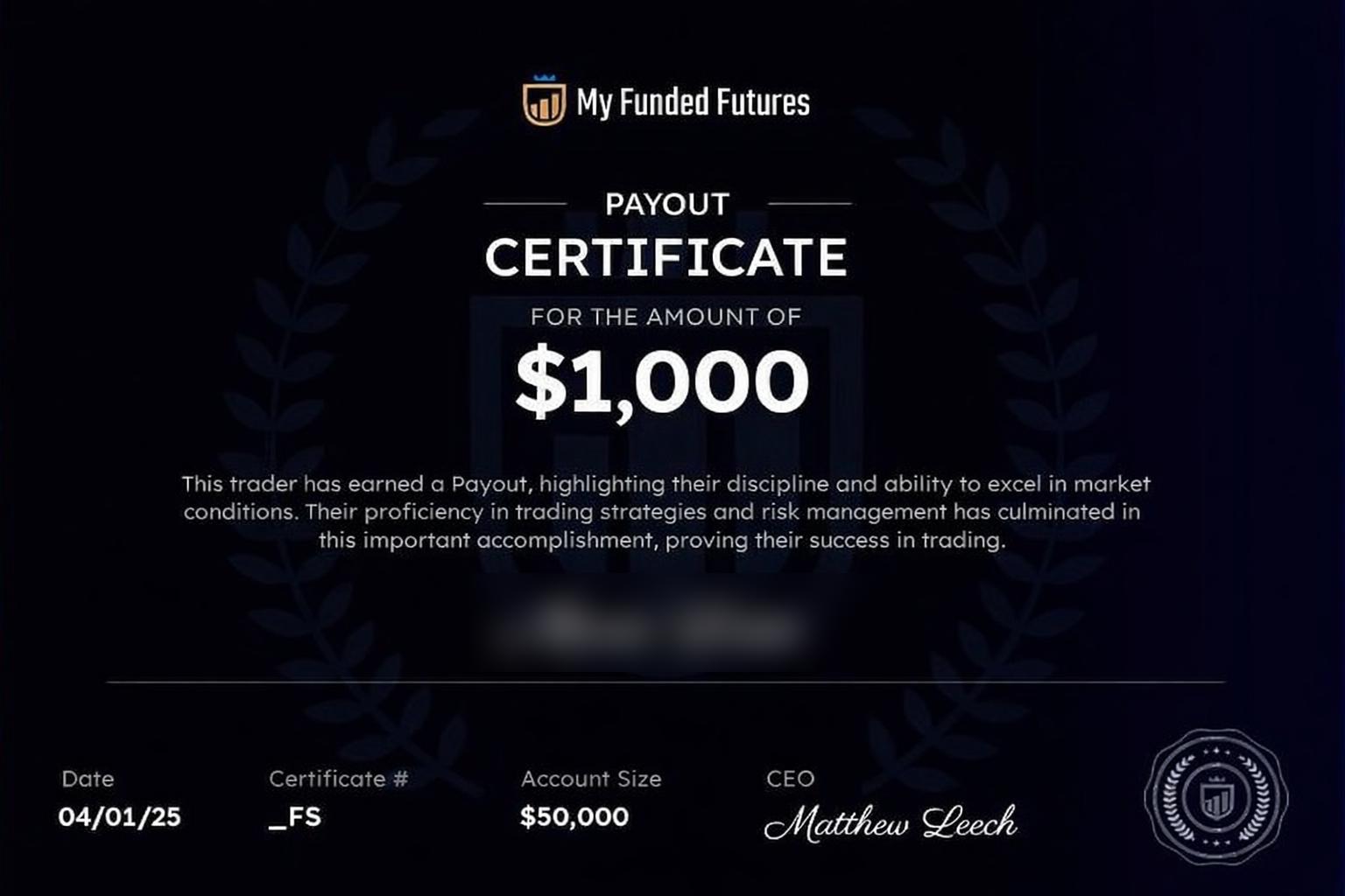 Certificado partilhado — My Funded Futures